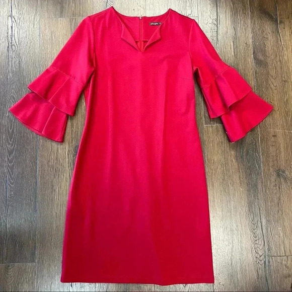 J. McLaughlin sheath dress in holiday red SZ MED - Picture 3 of 7